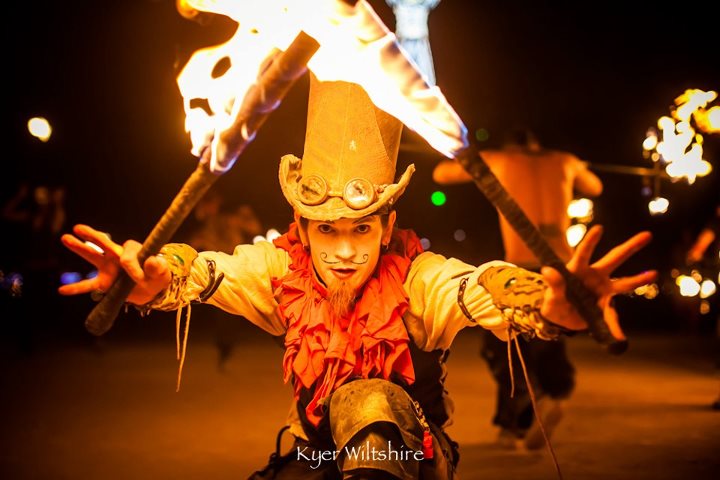 Burning Man Festival 2012 tribal gypsy fire dancer spinner